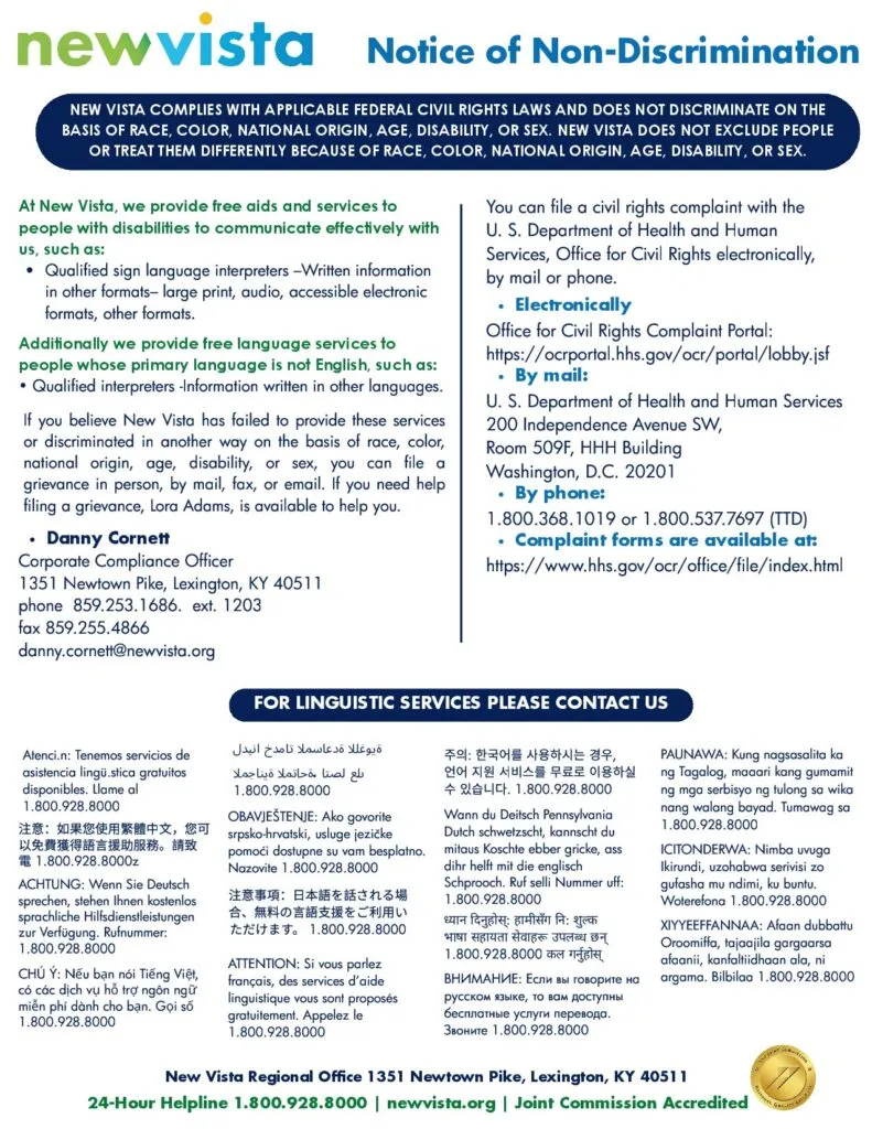 Notice of Non-Discrimination English