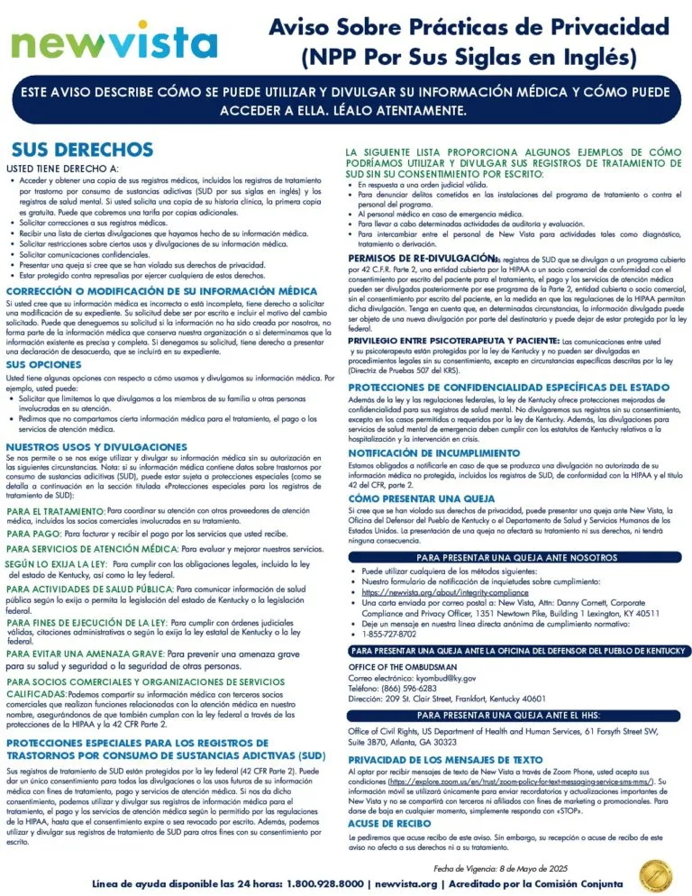 Notice of Privacy Spanish